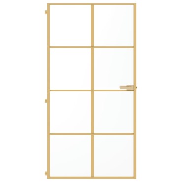 vidaXL Εσωτερική Πόρτα Χρυσή 102,5x201,5 εκ. Ψημένο Γυαλί & Αλουμίνιο