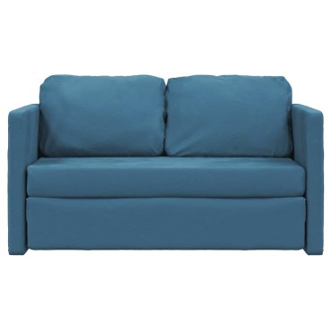 vidaXL Καναπές-Κρεβάτι Δαπέδου 2 σε 1 Μπλε 122x204x55cm Βελούδινος 1 τεμ. Γωνιακός