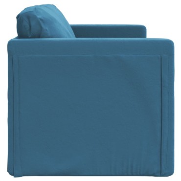 vidaXL Καναπές-Κρεβάτι Δαπέδου 2 σε 1 Μπλε 122x204x55cm Βελούδινος 1 τεμ. Γωνιακός