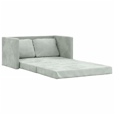 vidaXL Καναπές-Κρεβάτι Δαπέδου 2 σε 1 Αν. Γκρι 122x204x55cm Βελούδο 1 τεμ. Γωνιακός