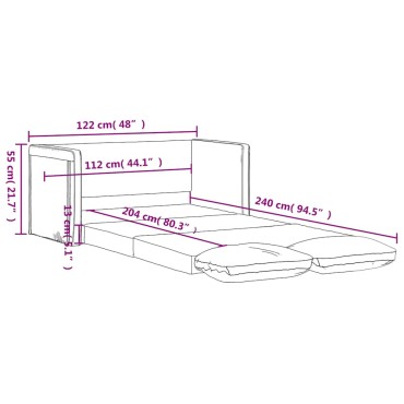 vidaXL Καναπές-Κρεβάτι Δαπέδου 2 σε 1 Αν. Γκρι 122x204x55cm Βελούδο 1 τεμ. Γωνιακός
