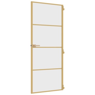 vidaXL Εσωτερική Πόρτα Χρυσή 83 x 201,5 εκ. Ψημένο Γυαλί & Αλουμίνιο