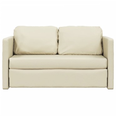 vidaXL Καναπές-Κρεβάτι Δαπέδου 2 σε 1 Κρεμ 112x174x55cm Συνθ. Δέρμα 1 τεμ. Γωνιακός