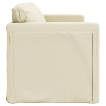 vidaXL Καναπές-Κρεβάτι Δαπέδου 2 σε 1 Κρεμ 112x174x55cm Συνθ. Δέρμα 1 τεμ. Γωνιακός