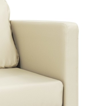 vidaXL Καναπές-Κρεβάτι Δαπέδου 2 σε 1 Κρεμ 112x174x55cm Συνθ. Δέρμα 1 τεμ. Γωνιακός
