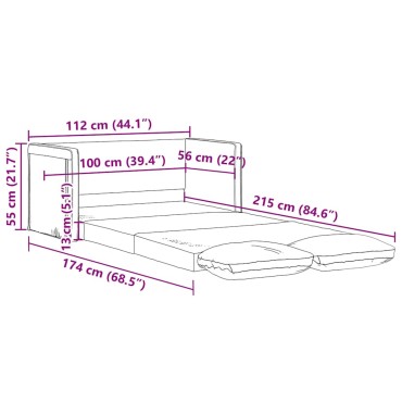 vidaXL Καναπές-Κρεβάτι Δαπέδου 2 σε 1 Σκ. Γκρι 112x174x55cm Ύφασμα 1 τεμ. Γωνιακός