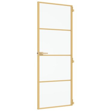vidaXL Εσωτερική Πόρτα Χρυσή 76 x 201,5 εκ. Ψημένο Γυαλί & Αλουμίνιο