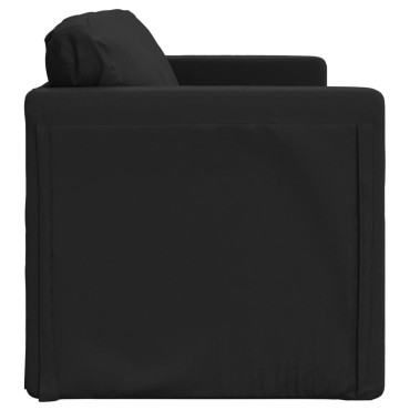 vidaXL Καναπές-Κρεβάτι Δαπέδου 2 σε 1 Μαύρο 112x174x55cm Συνθ. Δέρμα 1 τεμ. Γωνιακός