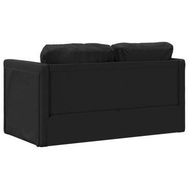 vidaXL Καναπές-Κρεβάτι Δαπέδου 2 σε 1 Μαύρο 112x174x55cm Συνθ. Δέρμα 1 τεμ. Γωνιακός