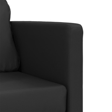 vidaXL Καναπές-Κρεβάτι Δαπέδου 2 σε 1 Μαύρο 112x174x55cm Συνθ. Δέρμα 1 τεμ. Γωνιακός