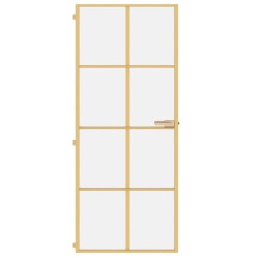 vidaXL Εσωτερική Πόρτα Χρυσή 83 x 201,5 εκ. Ψημένο Γυαλί & Αλουμίνιο