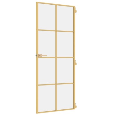 vidaXL Εσωτερική Πόρτα Χρυσή 83 x 201,5 εκ. Ψημένο Γυαλί & Αλουμίνιο