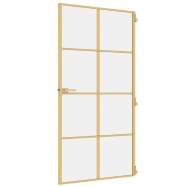 vidaXL Εσωτερική Πόρτα Χρυσή 102,5x201,5 εκ. Ψημένο Γυαλί & Αλουμίνιο