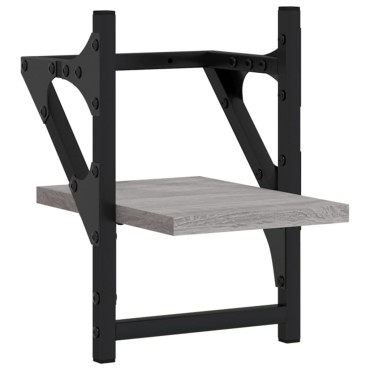 vidaXL Ράφια Τοίχου με Μπάρα 2 τεμ. Γκρι Sonoma 20x25x30cm