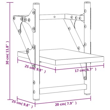 vidaXL Ράφια Τοίχου με Μπάρα 2 τεμ. Γκρι Sonoma 20x25x30cm