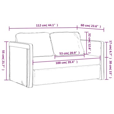 vidaXL Καναπές-Κρεβάτι Δαπέδου 2 σε 1 Μπορντό 112x174x55cm Ύφασμα 1 τεμ. Γωνιακός
