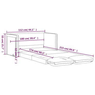 vidaXL Καναπές-Κρεβάτι Δαπέδου 2 σε 1 Μπορντό 112x174x55cm Ύφασμα 1 τεμ. Γωνιακός