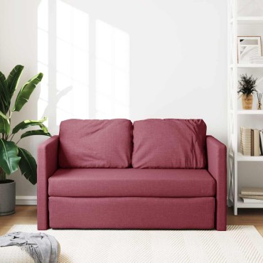 vidaXL Καναπές-Κρεβάτι Δαπέδου 2 σε 1 Μπορντό 112x174x55cm Ύφασμα 1 τεμ. Γωνιακός