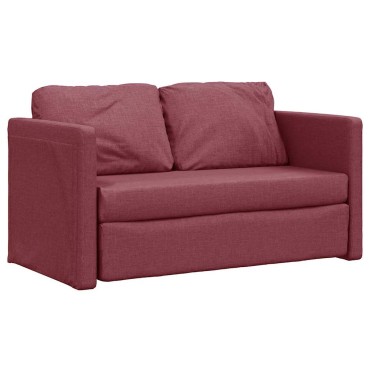 vidaXL Καναπές-Κρεβάτι Δαπέδου 2 σε 1 Μπορντό 112x174x55cm Ύφασμα 1 τεμ. Γωνιακός
