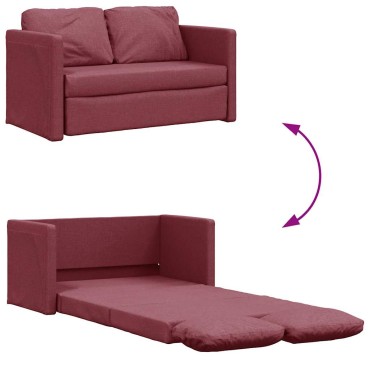 vidaXL Καναπές-Κρεβάτι Δαπέδου 2 σε 1 Μπορντό 112x174x55cm Ύφασμα 1 τεμ. Γωνιακός
