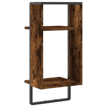 vidaXL Ράφι Τοίχου με Μπάρα Καπνιστή Δρυς 30x25x65cm 1 τεμ.
