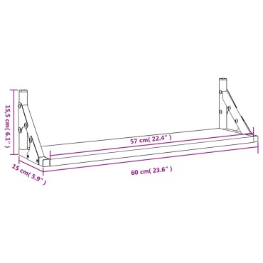 vidaXL Ράφια Τοίχου 2 τεμ. Μαύρα 60x15x15,5cm