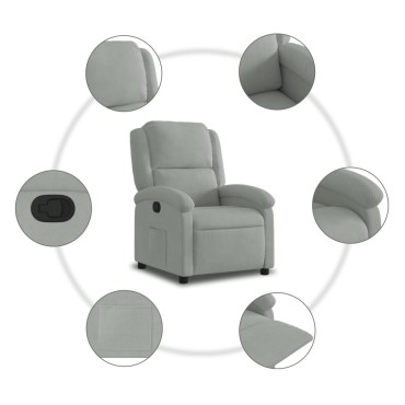 vidaXL Καρέκλα Ανακλινόμενη Ανοιχτό Γκρι Βελούδινη 71x86,5x99,5cm 1 τεμ.