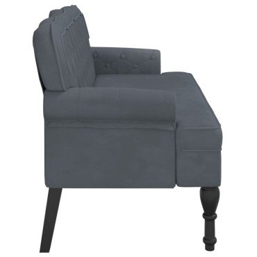vidaXL Παγκάκι με Πλάτη Σκούρο Γκρι 119,5x64,5x75cm Βελούδινο