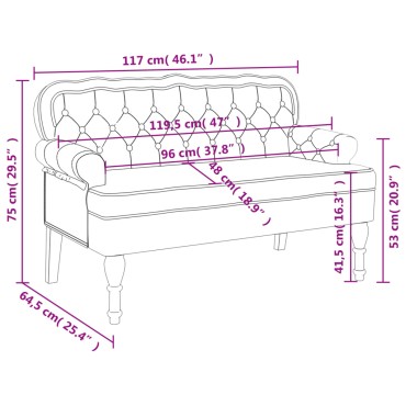 vidaXL Παγκάκι με Πλάτη Σκούρο Γκρι 119,5x64,5x75cm Βελούδινο