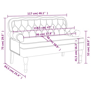 vidaXL Παγκάκι με Πλάτη Σκούρο Γκρι 119,5x64,5x75cm Βελούδινο