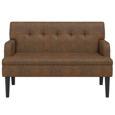 vidaXL Παγκάκι με Πλάτη Καφέ 112x65,5x75cm από Συνθετικό Καστόρι