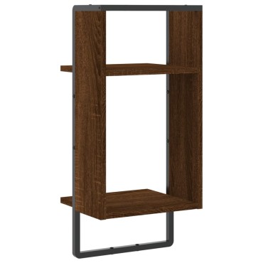 vidaXL Ράφι Τοίχου με Μπάρα Καφέ Δρυς 30x25x65cm 1 τεμ.