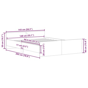 vidaXL Πλαίσιο Κρεβατιού με Κεφαλάρι & Υποπόδιο Λευκό 140 x 200εκ.