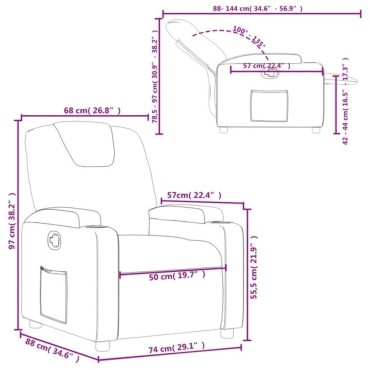 vidaXL Πολυθρόνα Ανακλινόμενη Taupe Υφασμάτινη 74x88x97cm 1 τεμ.