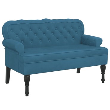 vidaXL Παγκάκι με Πλάτη Μπλε 119,5x64,5x75cm Βελούδινο
