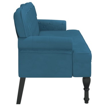 vidaXL Παγκάκι με Πλάτη Μπλε 119,5x64,5x75cm Βελούδινο