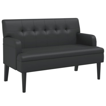 vidaXL Παγκάκι με Πλάτη Μαύρο 112x65,5x75cm από Συνθετικό Δέρμα