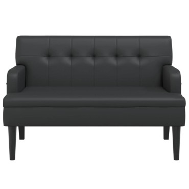 vidaXL Παγκάκι με Πλάτη Μαύρο 112x65,5x75cm από Συνθετικό Δέρμα