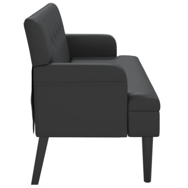 vidaXL Παγκάκι με Πλάτη Μαύρο 112x65,5x75cm από Συνθετικό Δέρμα