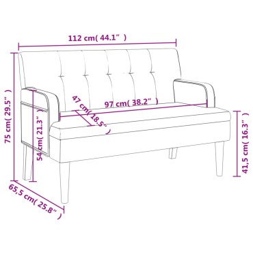 vidaXL Παγκάκι με Πλάτη Μαύρο 112x65,5x75cm από Συνθετικό Δέρμα
