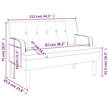 vidaXL Παγκάκι με Πλάτη Μαύρο 112x65,5x75cm από Συνθετικό Δέρμα