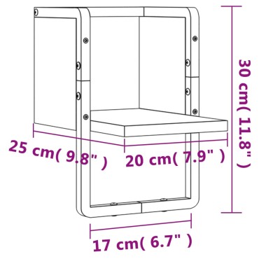 vidaXL Ράφι Τοίχου με Μπάρα Γκρι Sonoma 20x25x30cm 1 τεμ.