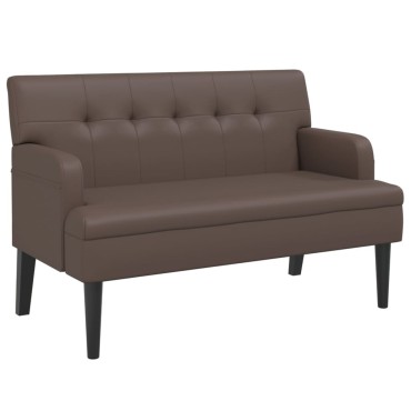 vidaXL Παγκάκι με Πλάτη Καφέ 112x65,5x75cm από Συνθετικό Δέρμα