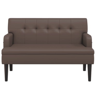 vidaXL Παγκάκι με Πλάτη Καφέ 112x65,5x75cm από Συνθετικό Δέρμα