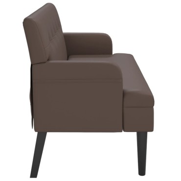 vidaXL Παγκάκι με Πλάτη Καφέ 112x65,5x75cm από Συνθετικό Δέρμα