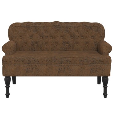 vidaXL Παγκάκι με Πλάτη Καφέ 119,5x64,5x75cm από Συνθετικό Καστόρι