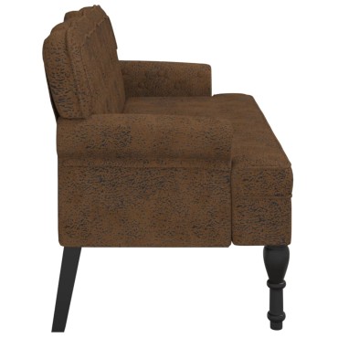 vidaXL Παγκάκι με Πλάτη Καφέ 119,5x64,5x75cm από Συνθετικό Καστόρι