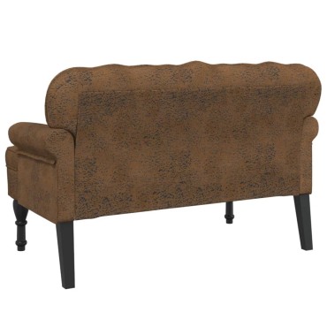 vidaXL Παγκάκι με Πλάτη Καφέ 119,5x64,5x75cm από Συνθετικό Καστόρι