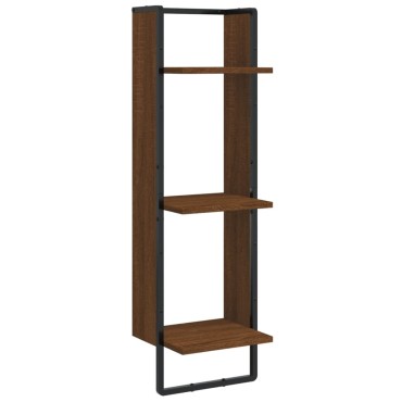 vidaXL Ραφιέρα Τοίχου με 3 Ράφια Καφέ Δρυς 30x25x100cm Επεξεργ. Ξύλο 1 τεμ.