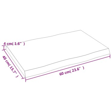 vidaXL Επιφ. Τραπεζιού Σκ Καφέ 60x40x(2-4)cm Επεξ Μασίφ Ξύλο Live Edge 1 τεμ.